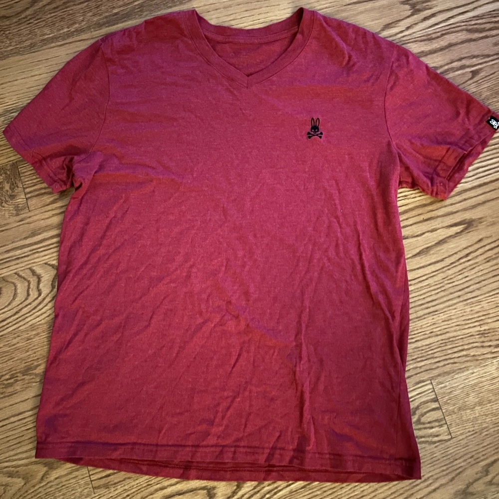 Psycho Bunny T-Shirt Mens‎ Malton Crimson Embossed Logo V-Neck